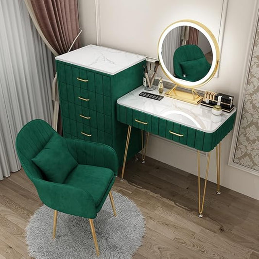 Multifunctional Makeup Vanity Dressing Table with Drawers and Chair 80 CM