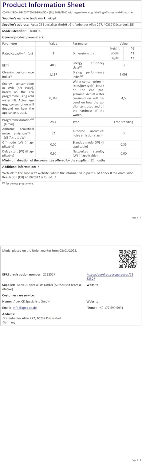 Mini Table Top Dishwasher Portable Countertop Dishwasher with 5 Programs, Built-in 5L Water Tank Dual Water Supply Modes with Touch Control, LED Display, Drying Cycle & Fruit Wash