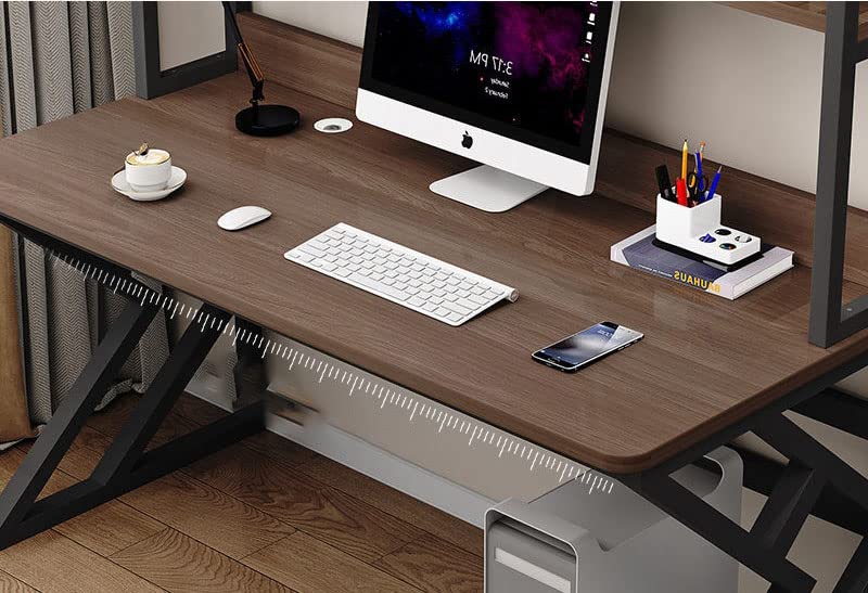 Executive Industrial Computer Desk, Gaming Desk Metal and Wood, Home or Office Desk, with Storage Shelves - COOLBABY