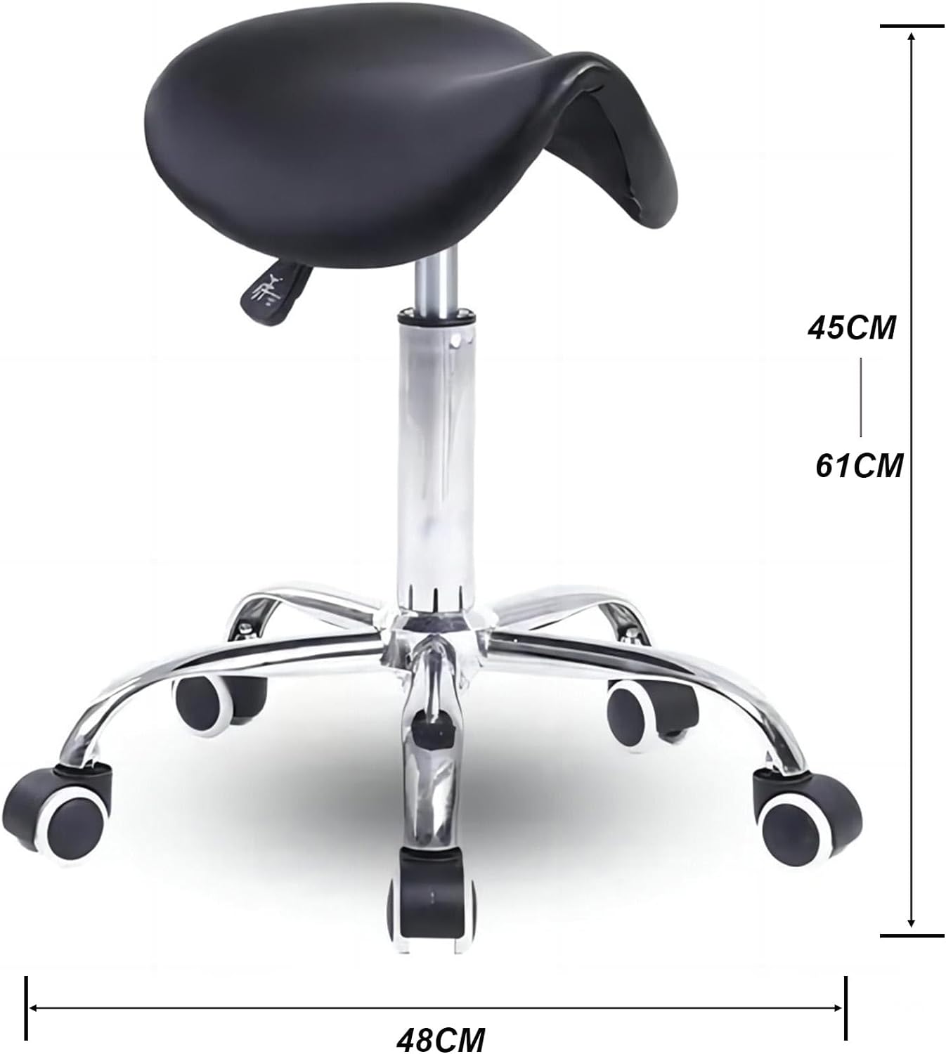 COOLBABY Saddle Chair, Saddle Stool with Wheels, Hydraulic Rolling Swivel Adjustable Stool Chair for Salon Spa Beauty Massage Dental Clinic Home Office - COOLBABY