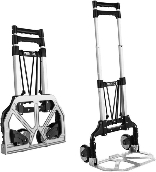 Folding Hand Truck Dolly Cart Transport Trolley with Adjustable Handle and Elastic Ropes for Home, Office - COOLBABY