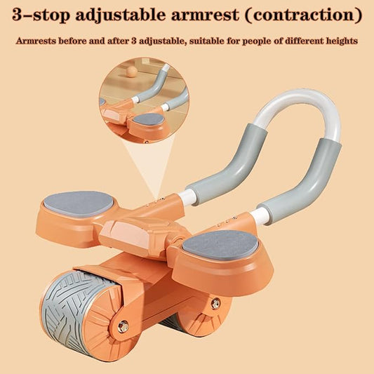Automatic Rebound Ab Abdominal Exercise Roller Elbow Support with Timer, Abs Roller Wheel Core Workouts Equipment for Home Gym,Grey - COOLBABY