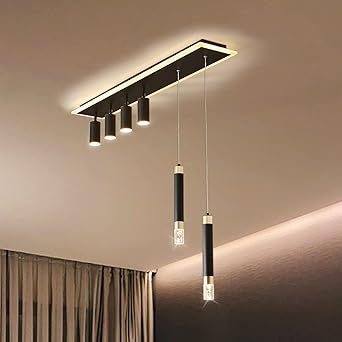 6-Lights Pendant Light Fixtures Black, Spotlights Chandeliers Adjustable Ceiling, Hanging Lamp for Kitchen, Dining Room, Bedroom - COOLBABY