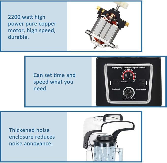 3.8L Commercial Blender - 2200W Smoothie Blender - COOLBABY