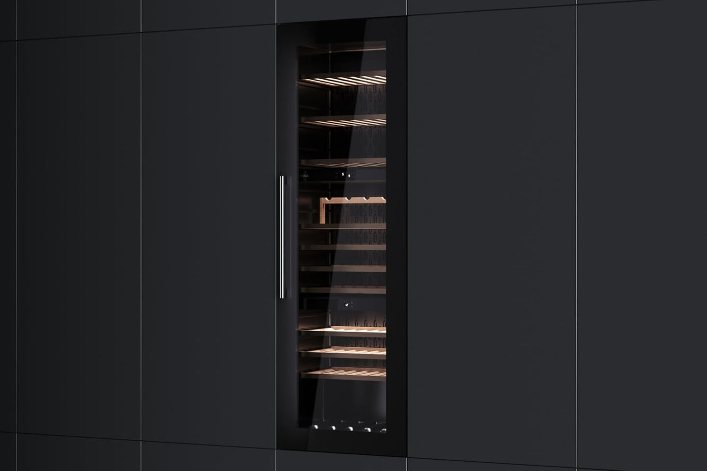 Built-In Wine Cooler RVI 30097 GBK | 93 Bottle Capacity | Black Glass Wine Storage Fridge