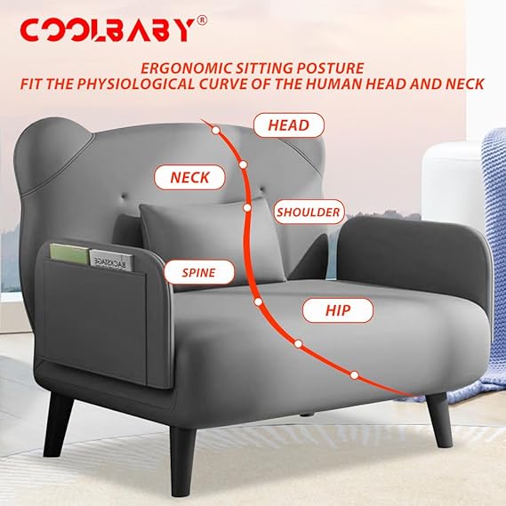 COOLBABY Sofa Bed Tri-fold Sofa Bed with Adjustable Backrest and Pillows, Lounge Chair for Outdoor, Indoor, Home and Office, Comfortable Sleeper (Gray)