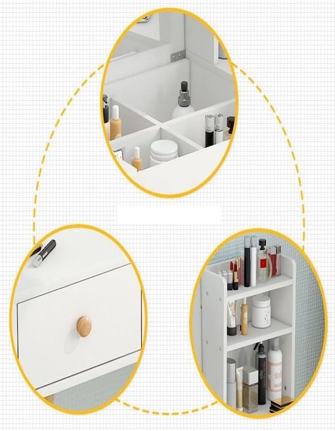 Multifunction Modern Design Two Drawers Makeup Dressings Storage Table For Living Room - White/Beige - COOLBABY