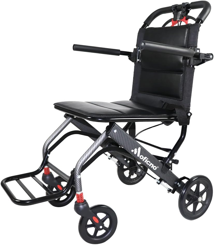 COOLBABY Portable Transit Travel Wheelchair,Folding Transport Wheelchairs for Adults and Seniors,Aluminum Alloy Frame - COOLBABY