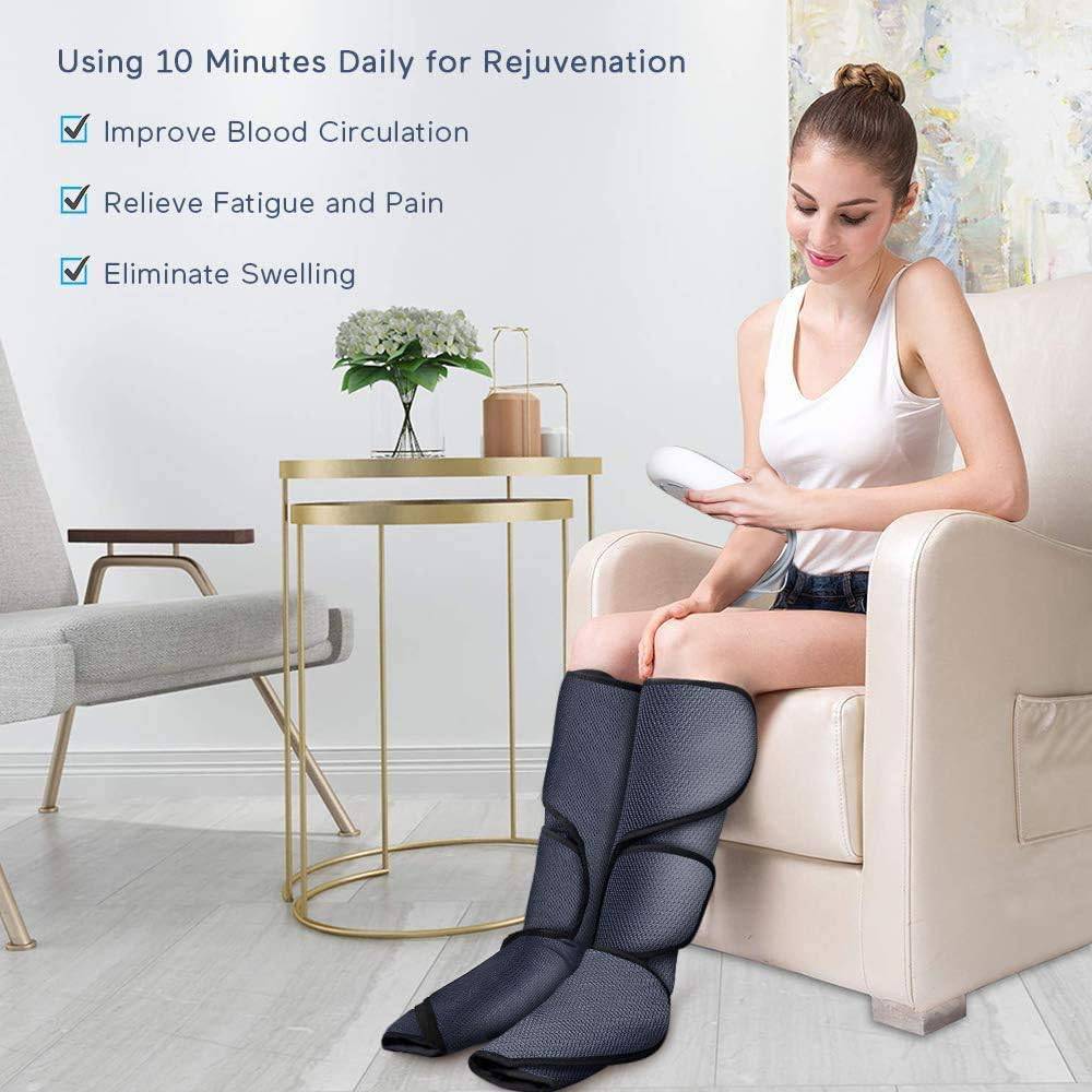 COOLBABY Leg Air Compression Massager,Electric Leg Massager Vibration Hot Compress,Foot and Calf Circulation Compression and Relaxation,6 Modes 3 Intensities - COOL BABY
