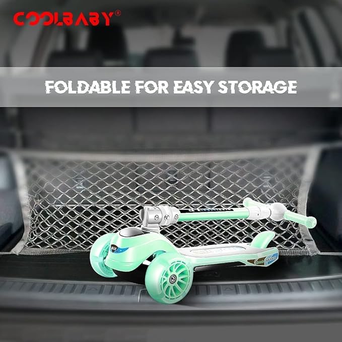 COOLBABY Folding 3 Wheel Scooter for Kids,Toddler Kids Boys Girls Adjustable Height PU Wheels Best Gifts 312D-GR-TMM - COOLBABY