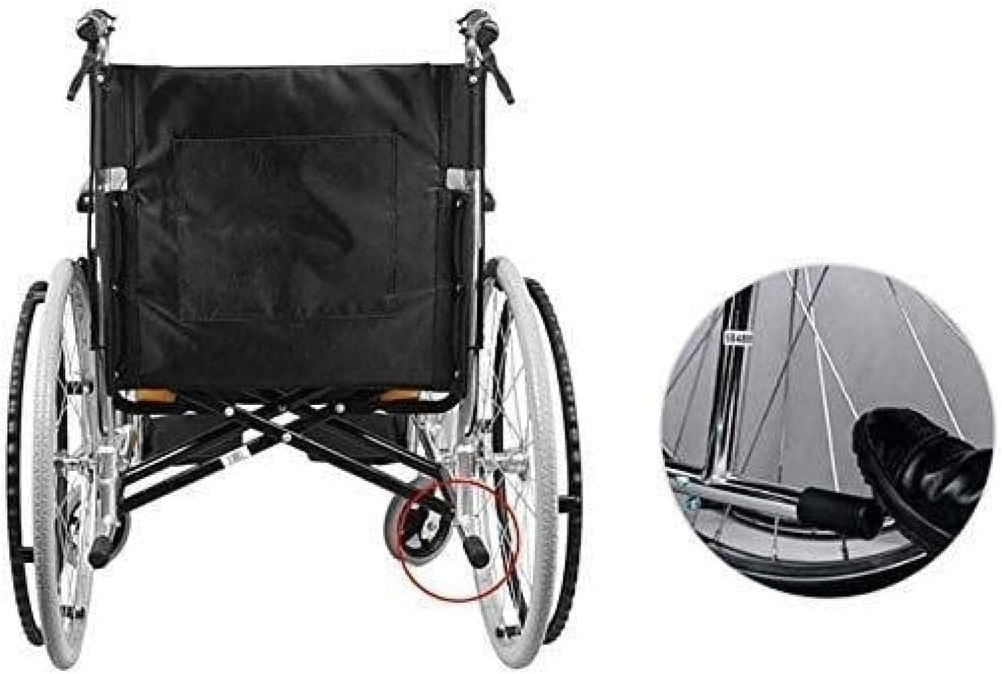 Lightweight Folding Aluminum Manual Wheelchair Thickened Elderly Medline Wheelchairs Adjustable Seat Cushion, with Handbrakes - COOLBABY