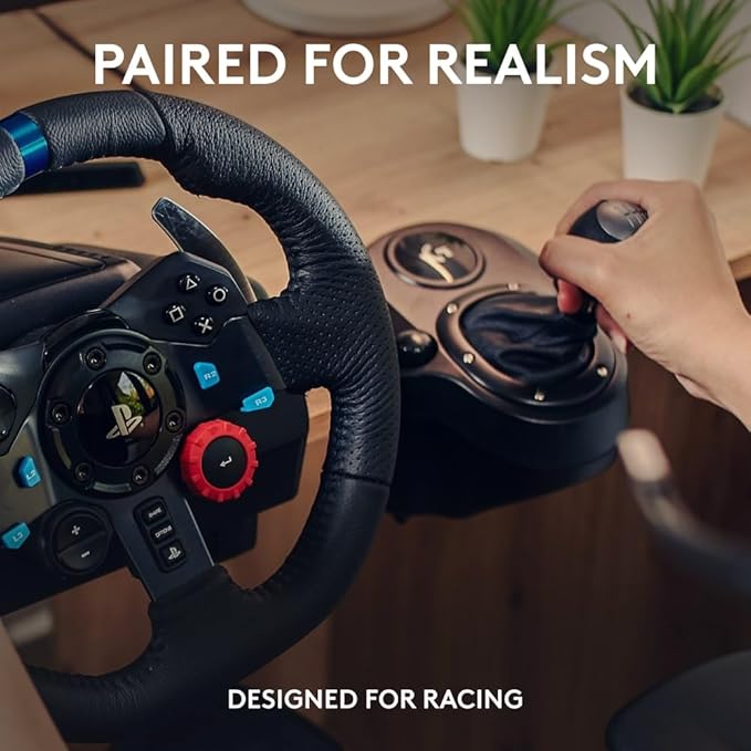 Driving Force Racing Wheel And Floor Pedals, Real Force Feedback, Leather Steering Wheel Cover - COOLBABY