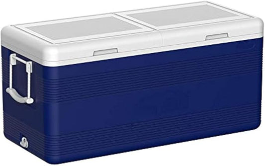144L Plastic Cooler Icebox Deluxe Blue – Heavy Duty Insulated Cooler with 6-Day Ice Retention