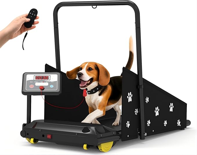 Dog Treadmill for Small & Medium Dogs – Quiet Indoor Pet Exercise Machine with 360° Rotatable Display, Remote Control, Foldable Design & 265 lbs Heavy‑Duty Capacity