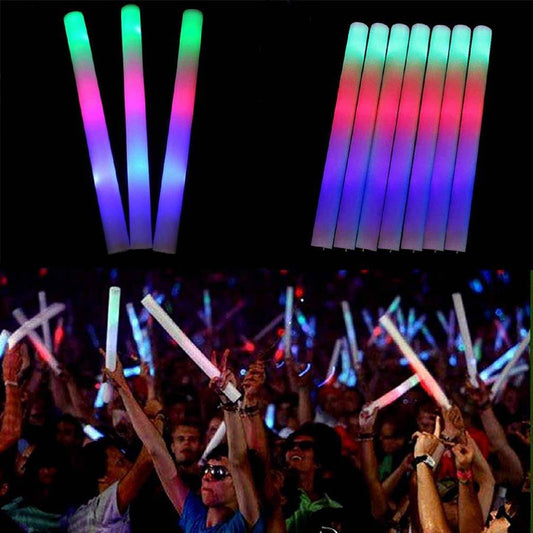 COOLBABY LED Foam Glow Sticks, 12Pcs LED Strobe Stick Light Up Foam Sticks Colorful Flashing LED Stick - COOL BABY