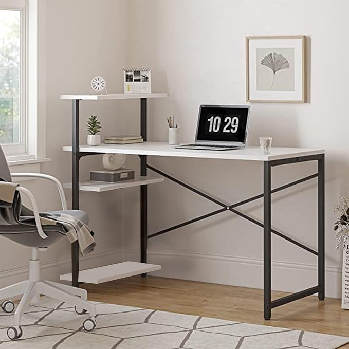 Computer Table Desk with Storage Shelves Home Office Desk Study - COOLBABY