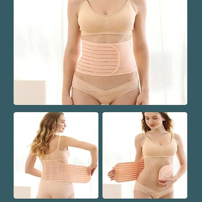 Postnatal abdominal belt 3 in 1 Set for a flat stomach - Breathable - Size L - Abdominal Elastic belly bandages - COOLBABY