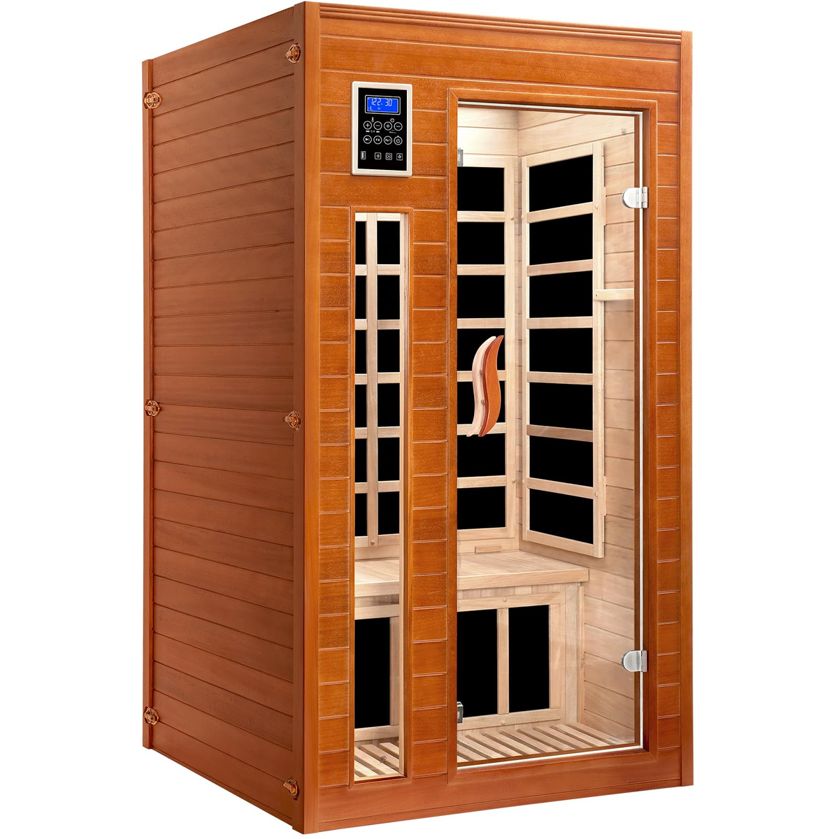 1-2 Person Infrared Sauna, Dry Heat Sauna with Red Light Therapy, Bluetooth, Radio