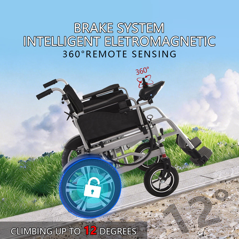 52cm Widen Seat Lightweight Foldable Electric Wheelchair All Terrain Power Wheel Chair for Adults, Seniors, Elderly - COOLBABY