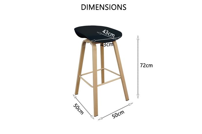 Ultimate Eames Style Seat Height Bar Stool - Black - COOLBABY