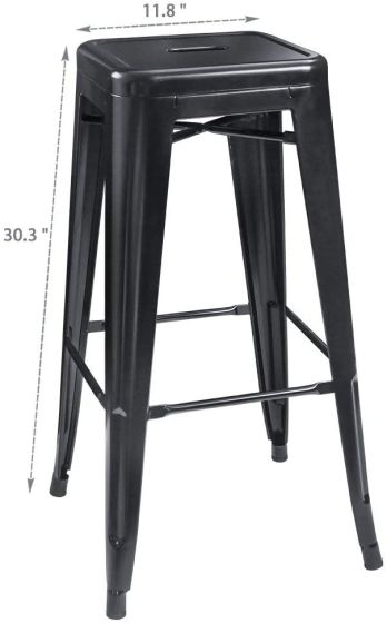 Metal Stackable Bar-Home Kitchen Stool - Black - COOLBABY