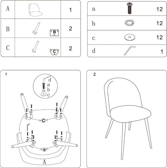 Velvet Dining Chair for Living Room - COOLBABY