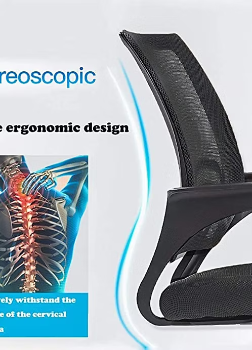 Ergonomic Mesh Office Chair with White Frame, Adjustable Height, High-Density Foam Seat & Fixed Armrests