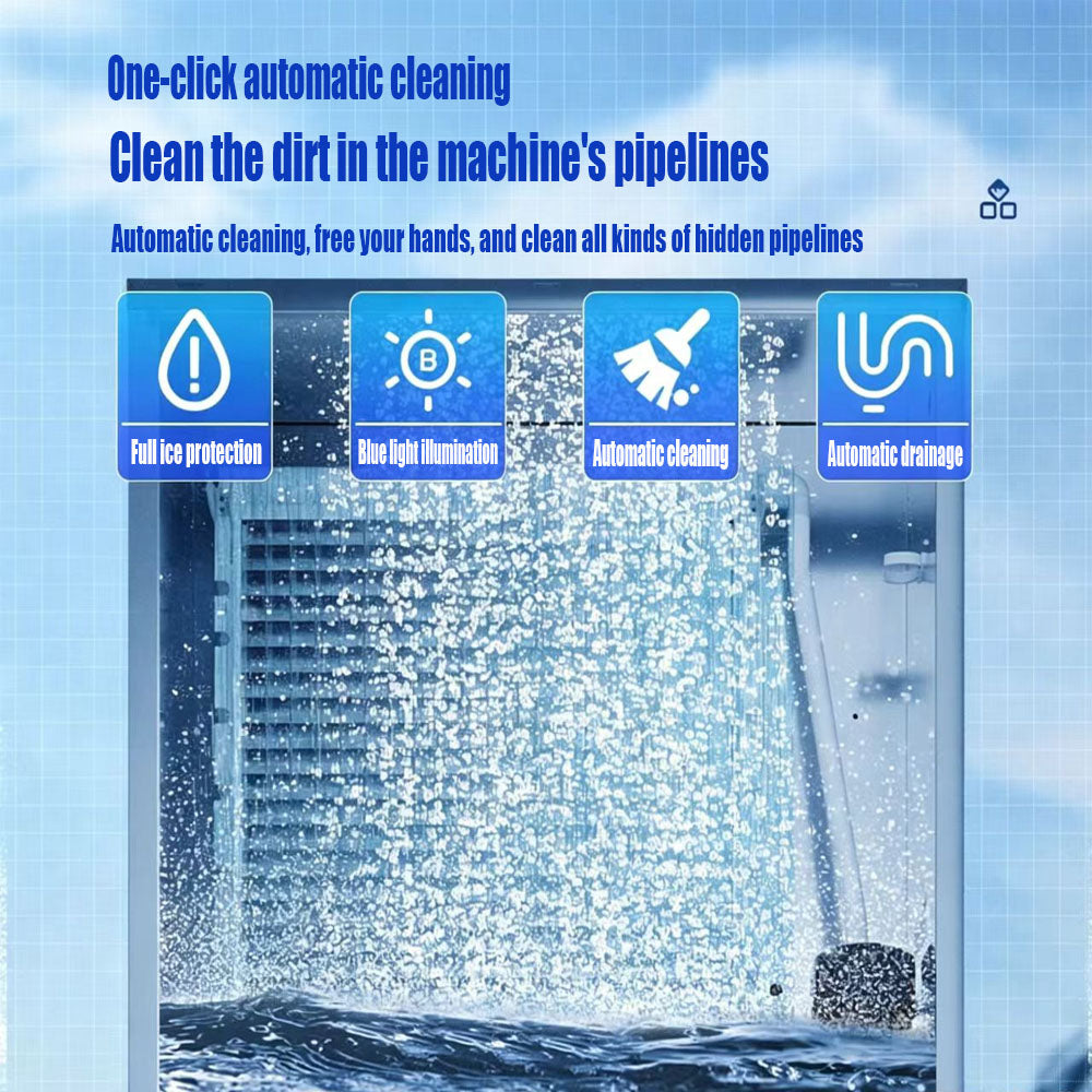 Commercial Ice Maker Machine, Water-Cooled Split Type, 700kg Daily Output, 220kg Storage, Square Ice Cubes, Auto Cleaning