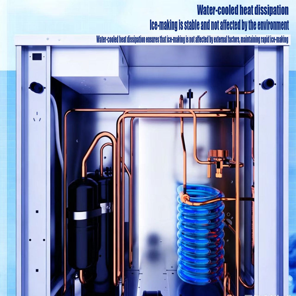 Commercial Ice Maker Machine, 550kg Daily Output, Water-Cooled Split, 220kg Storage Capacity, Square Cube, Automatic Cleaning