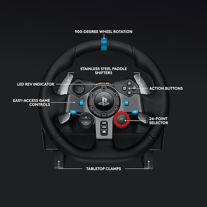 Driving Force Racing Wheel And Floor Pedals, Real Force Feedback, Leather Steering Wheel Cover - COOLBABY