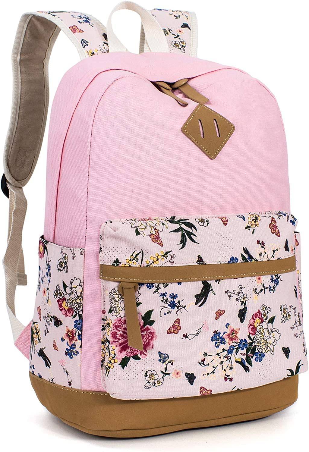 COOLBABY BL4366 Chic Flower Printed Canvas College Bag - COOL BABY