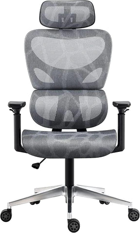 COOLBABY ZJJA09 Ergonomic Office Chair, 3D Armrest, Headrest And Dynamic Waist Support (Grey) - COOLBABY