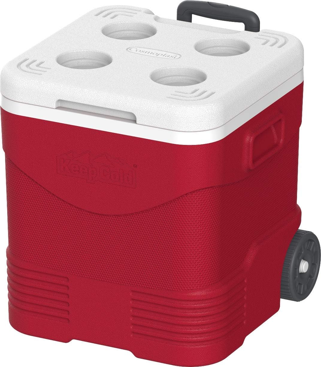45L Picnic Trolley Icebox Red – Wheeled Insulated Cooler with 4-Day Ice Retention