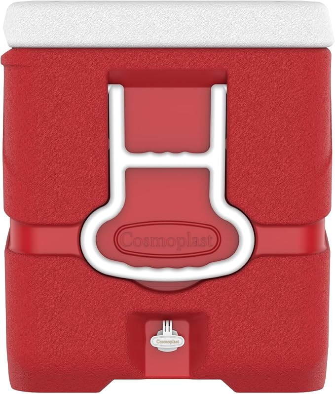 102L Plastic Cooler Icebox Deluxe with Wheels Red – Heavy Duty Insulated Cooler with 6-Day Ice Retention
