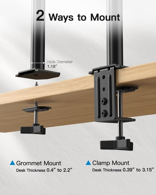 Dual Monitor Stand for 13 to 30 Inch Screens, Dual Monitor Mount Holds Capacity up to 22 lbs, Dual Monitor Arm with Height Adjustable, Tilt/Swivel/Rotate, VESA 75/100mm - COOLBABY