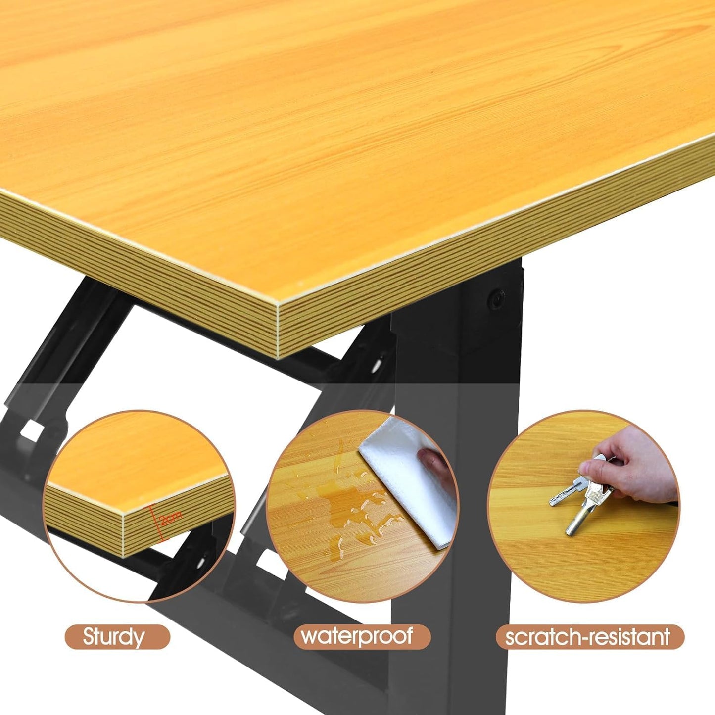 Adjustable Standing Desk on Wheels – Portable Rolling Laptop Desk for Small Spaces, Bedroom, Couch, or Home Office (Yellow) - COOLBABY