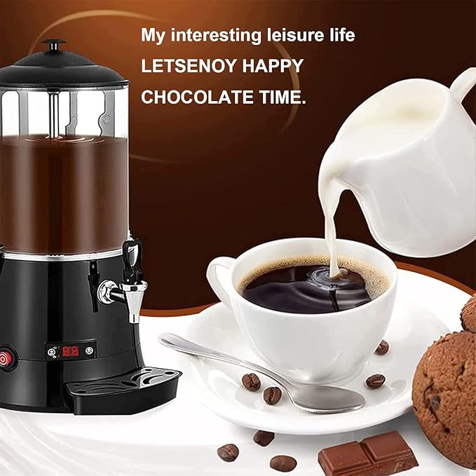 5L Hot Chocolate Dispenser, 400W Juice/Milk/Coffee/Tea Insulation Mixer, Stainless Steel Heating Plate/Food Grade Mixing Leaves - COOLBABY