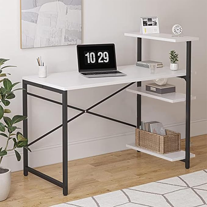 Computer Table Desk with Storage Shelves Home Office Desk Study - COOLBABY