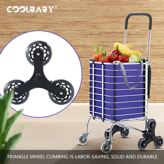 COOLBABY ZRW-GWC01 Shopping Carts, Grocery Carts,Family Carts,With Cover Oxford Cloth Bags,Triangle Wheel,For Parents, Old People Out Shopping - COOL BABY