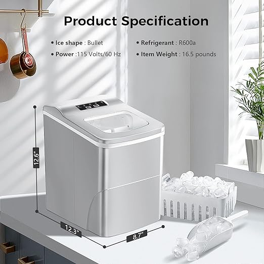 Mini Ice Maker Machine with Durable Compressors - Silver - COOLBABY