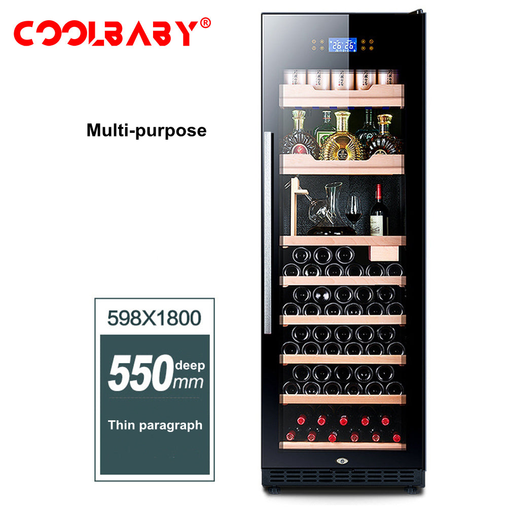 COOLBABY Premium Eight-Layer Wine Cabinet with LED Display and Exceptional Cooling