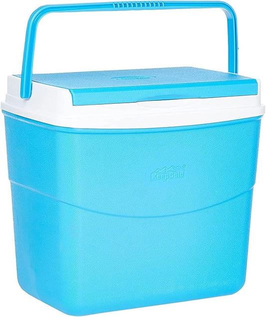 20L Blue Plastic Picnic Cooler Icebox Lunchbox – Portable Insulated Cooler with 5-Day Ice Retention