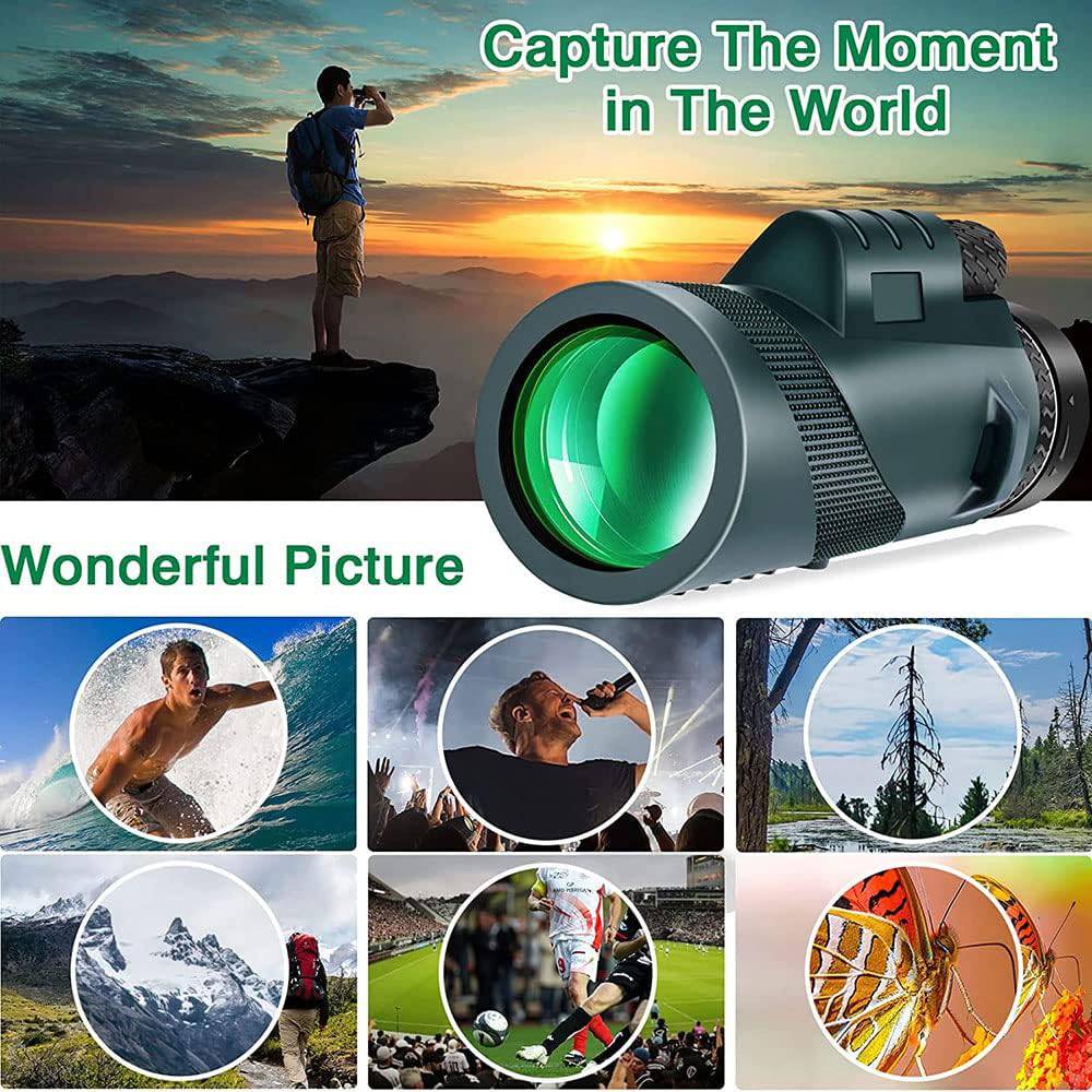 COOLBABY 50X60 Monocular Telescope, High Powered Monocular for Adults with BAK4 Prism & FMC Lens for Stargazing Hunting Wildlife Bird Watching Travel Camping Hiking with Smartphone Holder - COOL BABY