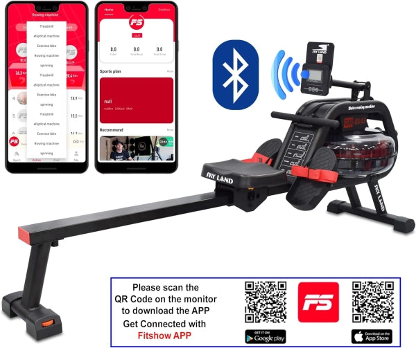 Water Rowing Machine for Home Use GM-8143 | 6-Level Water Resistance Rower with Bluetooth & LCD Monitor