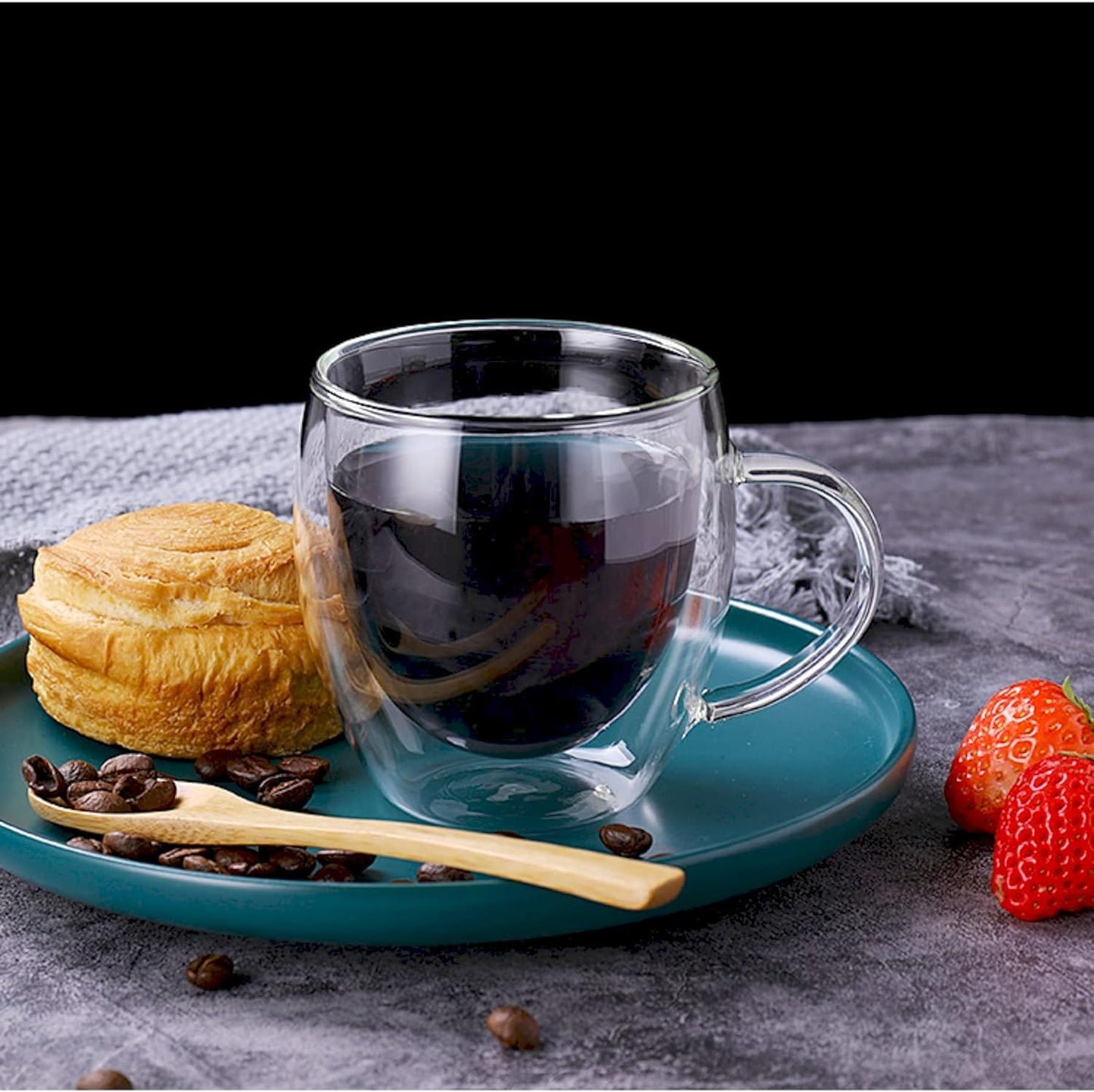 COOLBABY Espresso Cup Shot Glass Coffee Set of 2 - Double Wall Insulated Glass Tumbler With Handle Everyday Coffee Cup Ideal For Espresso And Coffee Machines 250ML - COOLBABY