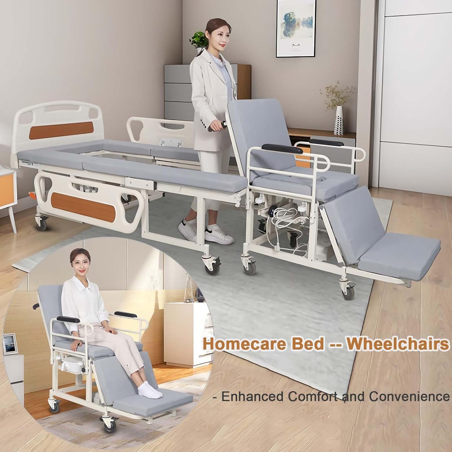 Electric Manual Home Nursing Bed Hospital Bed Multifunction Patient Bed With Toilet and Wheelchair - COOLBABY