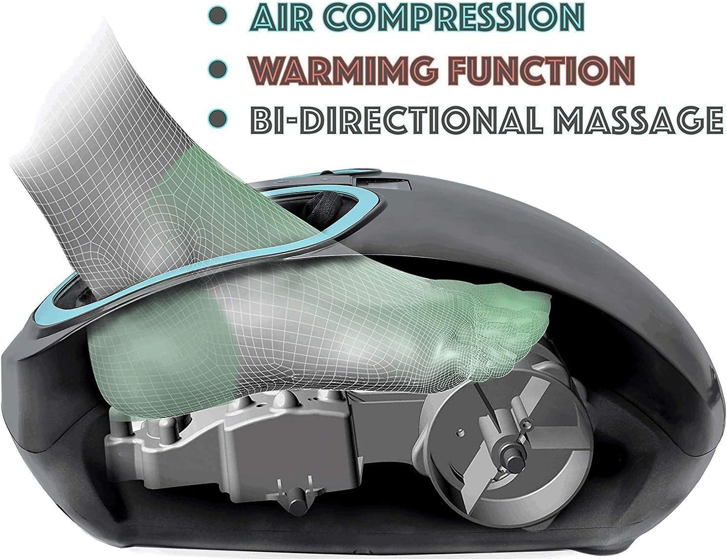 Foot Massager Machine with Heat – Electric Deep Kneading & Air Compression Therapy for Foot, Leg Circulation, Plantar Fasciitis, Neuropathy & Chronic Pain Relief – Relaxing Home Spa Gift for Better Sleep - COOLBABY
