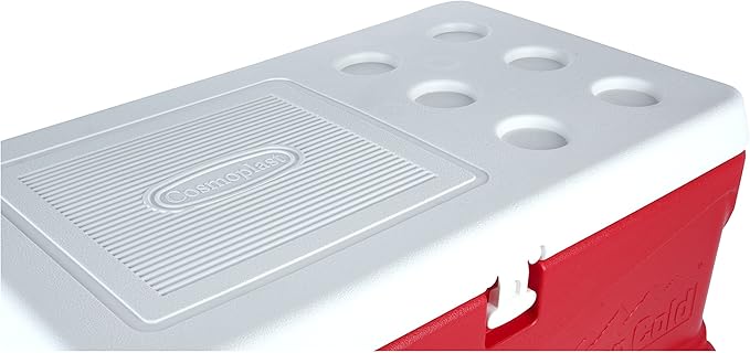 84L Deluxe Plastic Cooler Icebox with Wheels Red – Heavy Duty Insulated Cooler with 6-Day Ice Retention