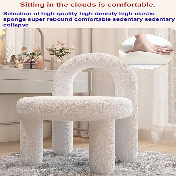 Vanity Chair, Elegant Furry Makeup Desk Chairs for Girls - COOLBABY