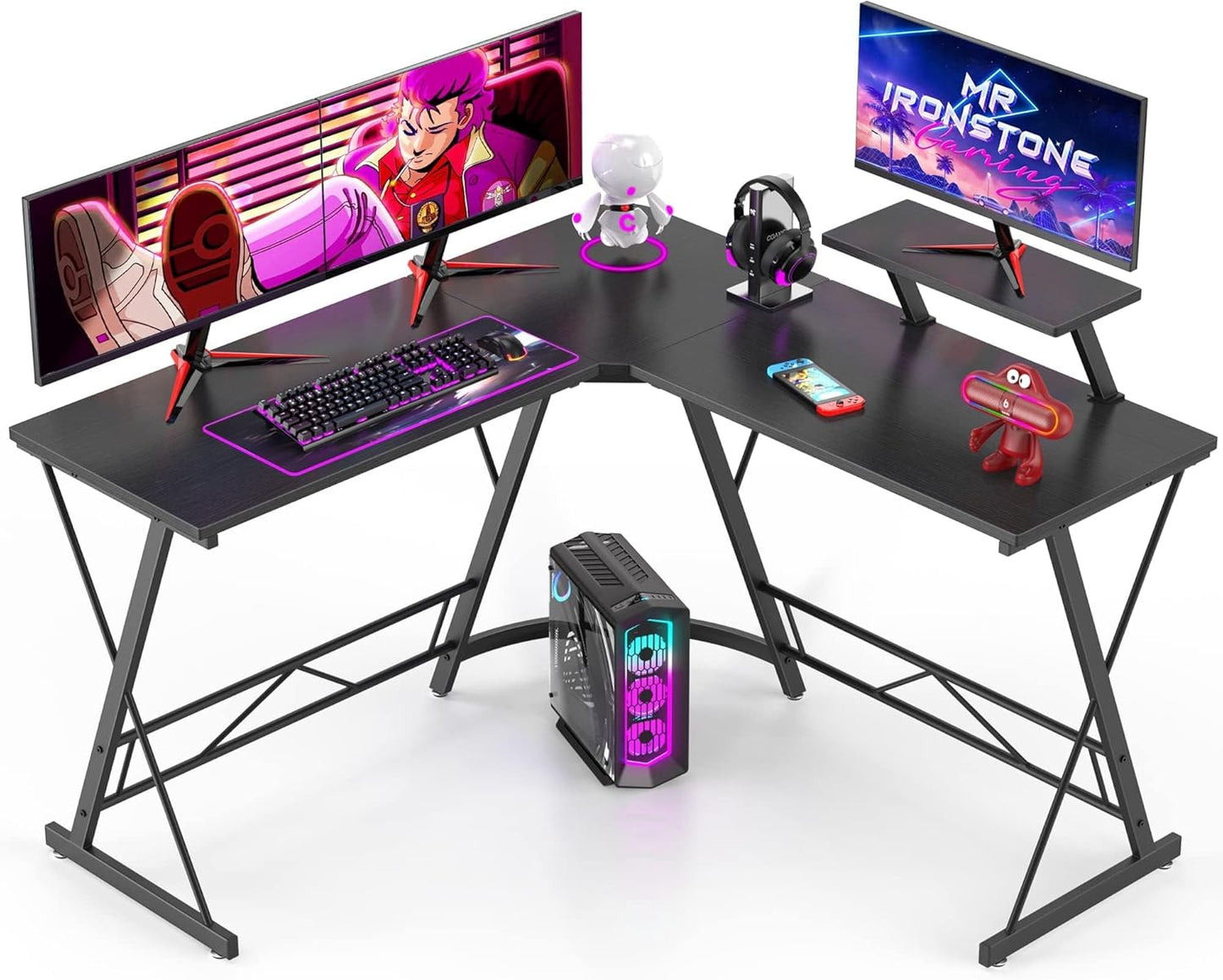 Gaming Desk L Shaped, Computer Corner Desk Home Office Desk - COOLBABY